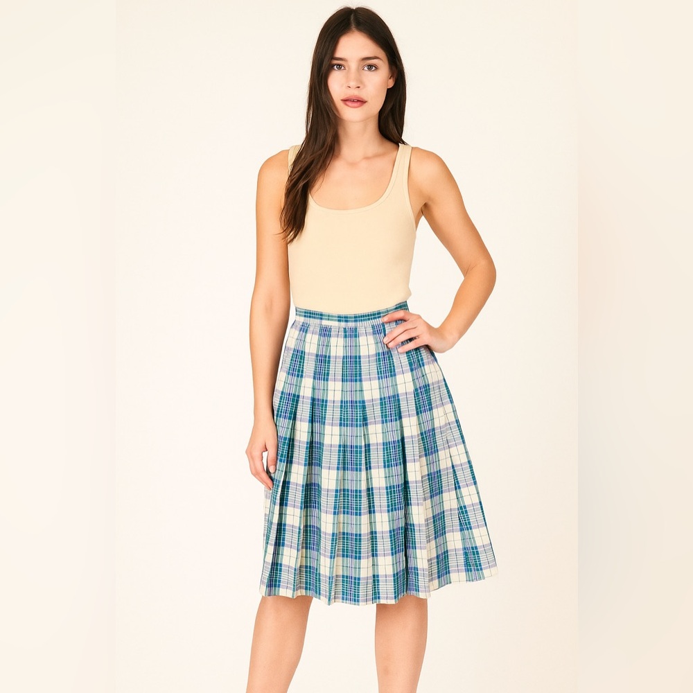 Vintage Country Sophisticates 1980’s Plaid Green Women's Skirt 6 EUc